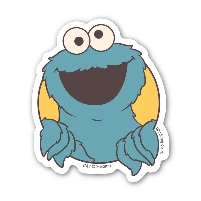Sesame Street® Waterproof Sticker - Smiling Cookie Monster Face