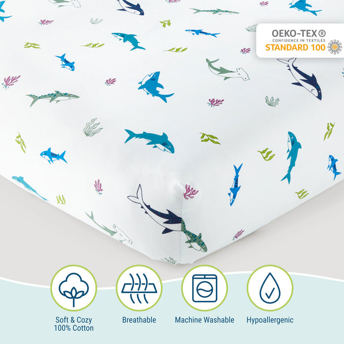 Shark Attack 100% Cotton Sheet Set - Toddler