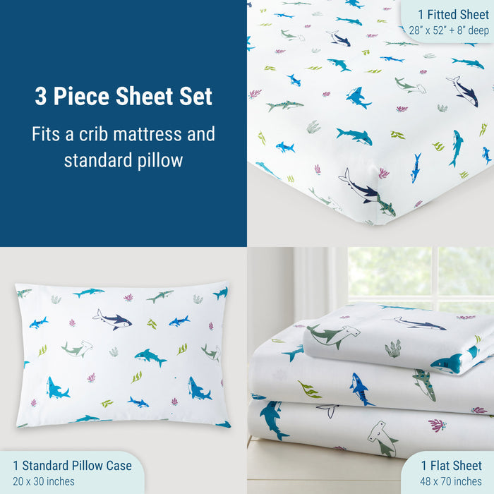 Shark Attack 100% Cotton Sheet Set - Toddler