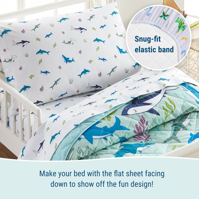 Shark Attack 100% Cotton Sheet Set - Toddler