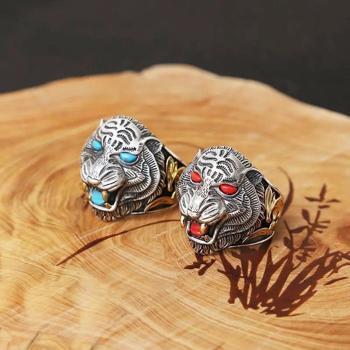 SILVER TIGER MENS RING AZURO Tiger-Universe
