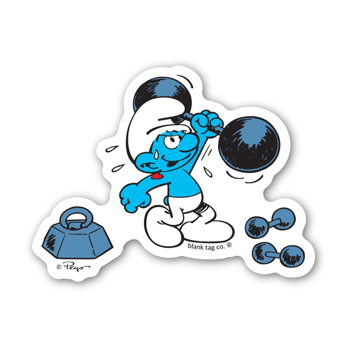 Smurfs® Waterproof Sticker - Weight Lifting Smurf