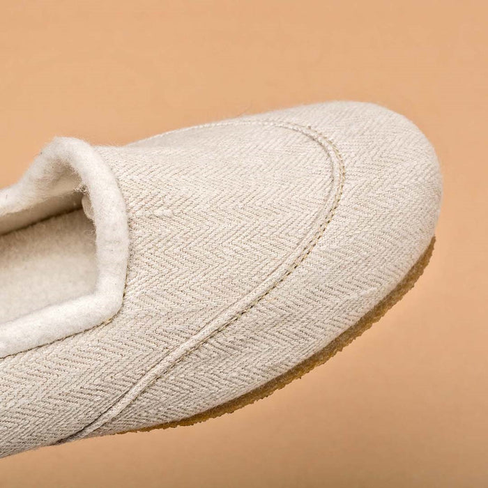 SNOW WHITE Handmade Hemp Ballet Flats (Lined with 100% Organic Cotton Fleece) (Natural Rubber Sole) (Discontinued)