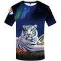 SPACE WHITE TIGER PRINT T-SHIRT Tiger-Universe