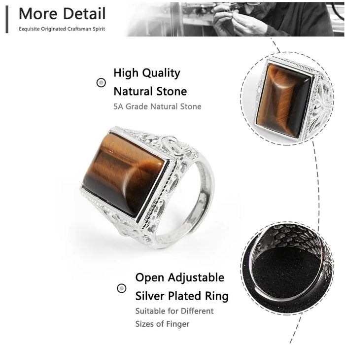 Square Tiger's Eye Ring Tiger-Universe