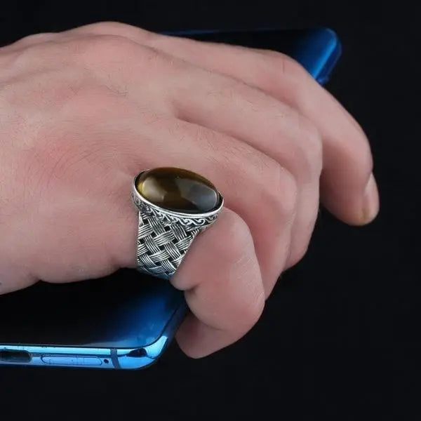 Sterling Silver Tiger Eye Ring Tiger-Universe