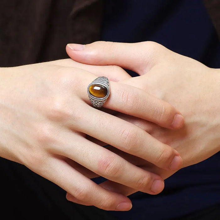 Sterling Silver Tiger Eye Ring Tiger-Universe