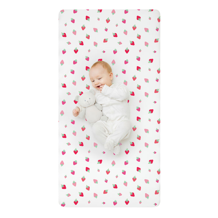 Strawberry 100% Cotton Fitted Crib Sheet