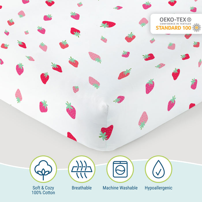 Strawberry 100% Cotton Fitted Crib Sheet