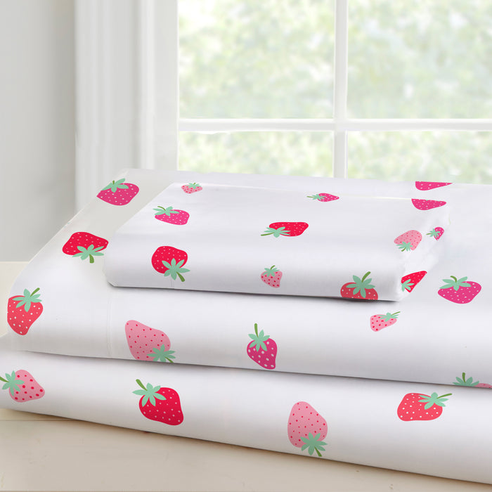 Strawberry 100% Cotton Percale Sheet Set