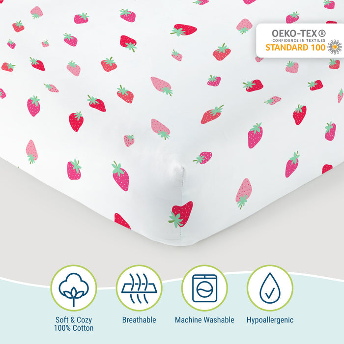 Strawberry 100% Cotton Percale Sheet Set