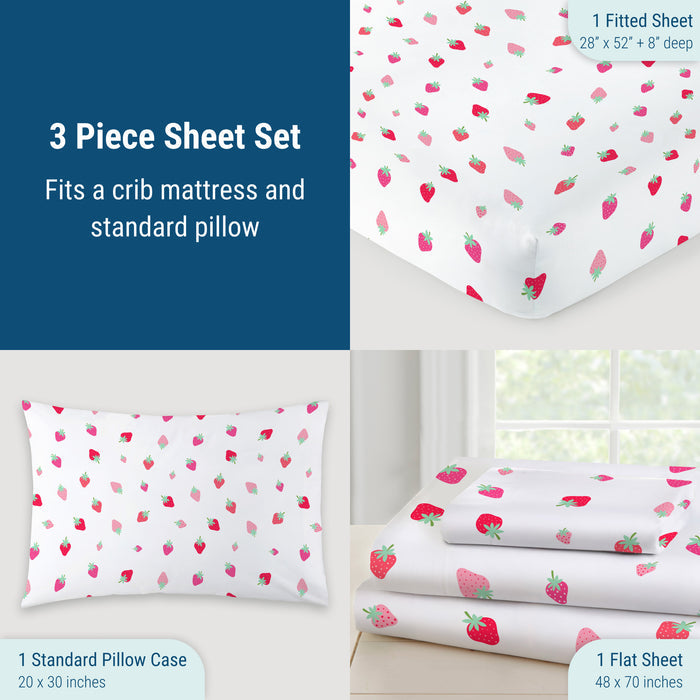 Strawberry 100% Cotton Percale Sheet Set