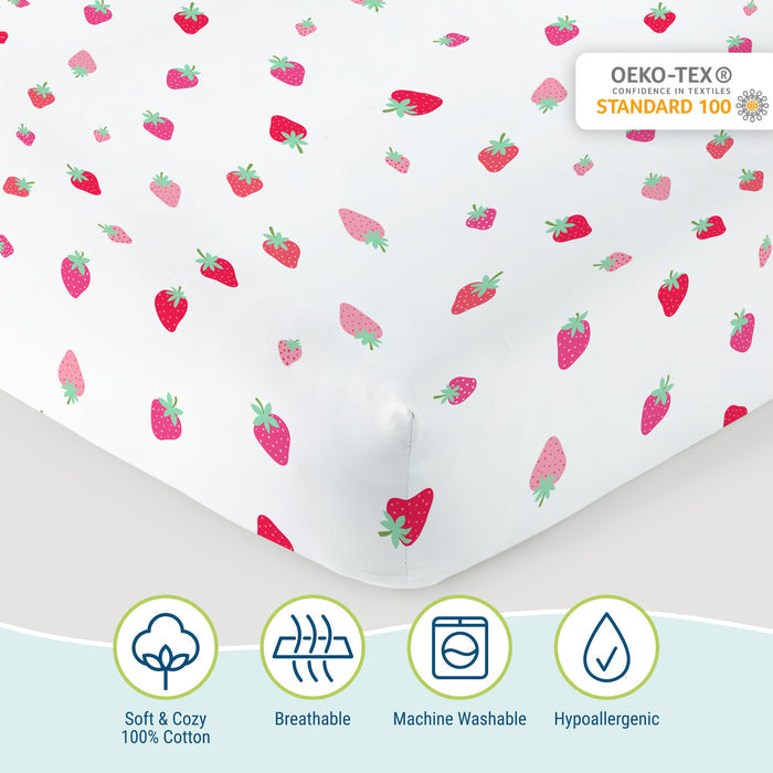 Strawberry 100% Cotton Percale Sheet Set