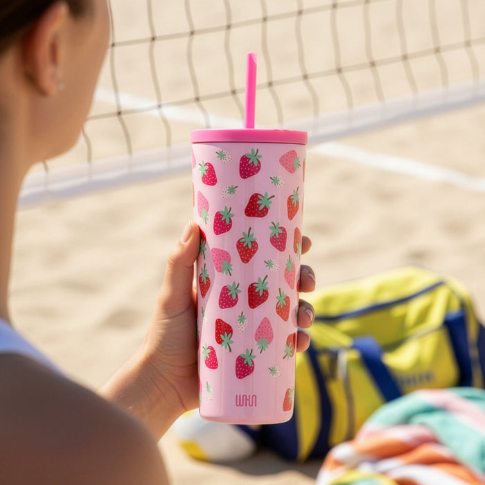 Strawberry 24 oz Insulated Tumbler with Straw & Lid