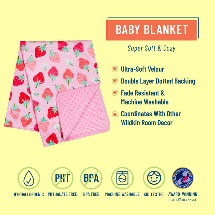 Strawberry Plush Baby Blanket