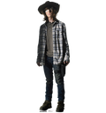 Life-size cardboard cutout of Carl Grimes from The Walking Dead standing upright with an easel back