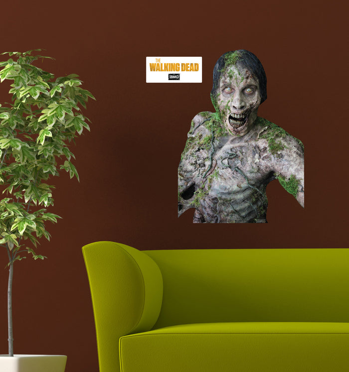 Close-up view of the durable vinyl material and form-cut edges of The Walking Dead Walker wall decal
