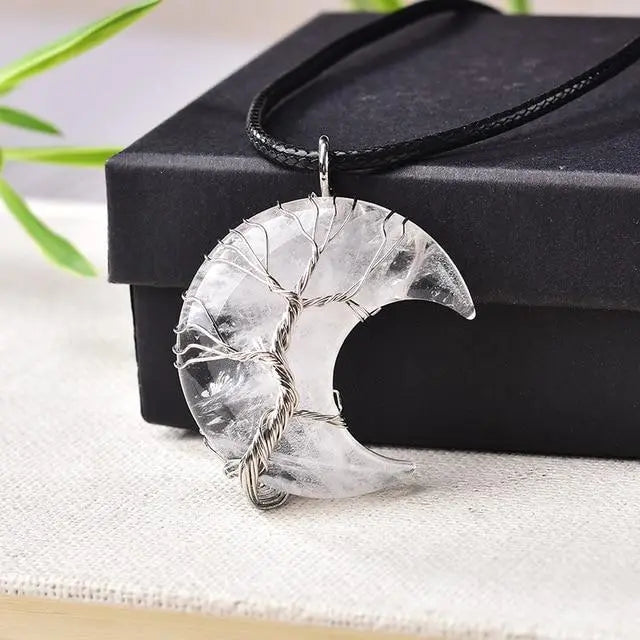 Tiger Eye Crescent Necklace "Tree Of Life" Tiger-Universe