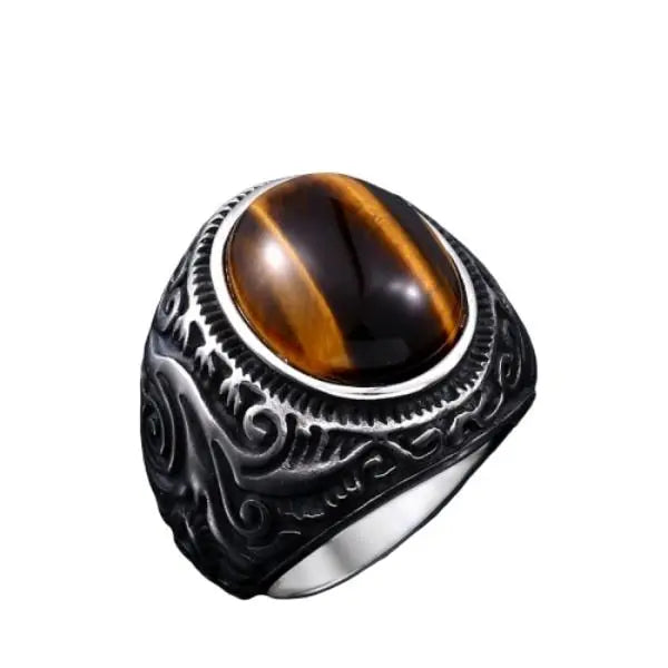 Tiger Eye Ring Men Tribal Tiger-Universe