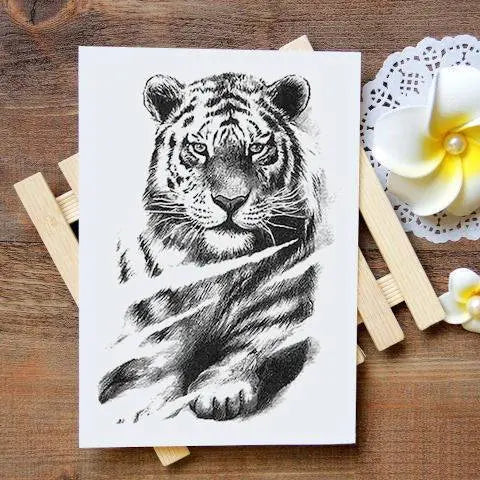 TIGER TEMPORARY TATTOO BLACK & WHITE Tiger-Universe