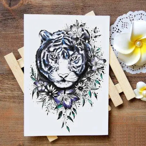 TIGER TEMPORARY TATTOO NIGHT FLOWERS Tiger-Universe