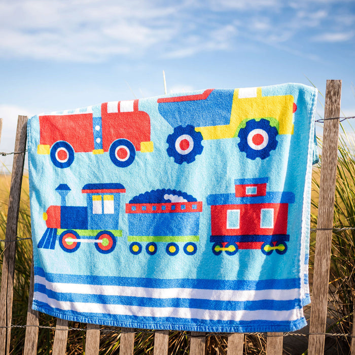 Trains, Planes & Trucks 100% Cotton Beach Towel
