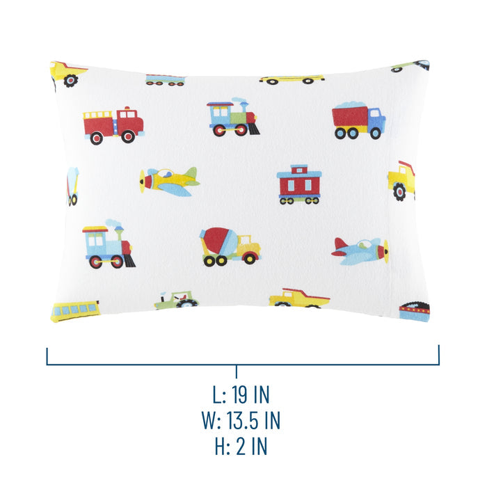 Trains, Planes & Trucks 100% Cotton Flannel Pillowcase