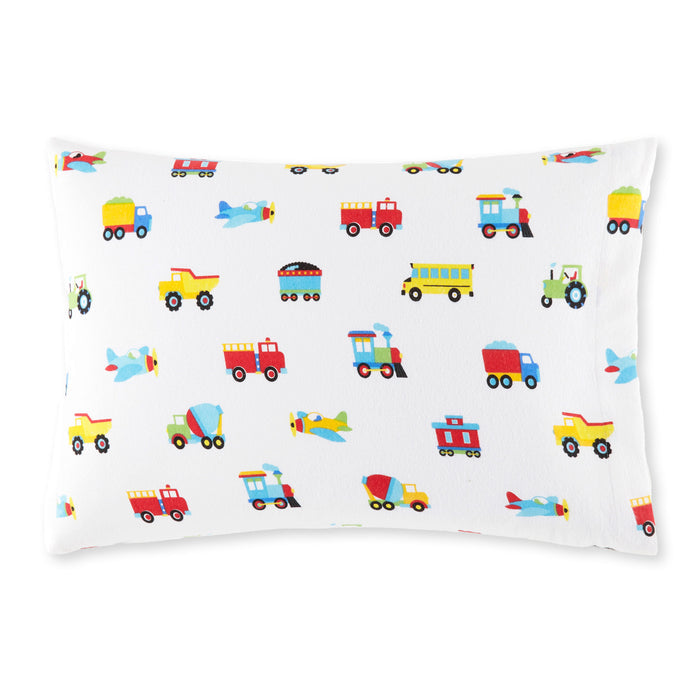 Trains, Planes & Trucks 100% Cotton Flannel Pillowcase