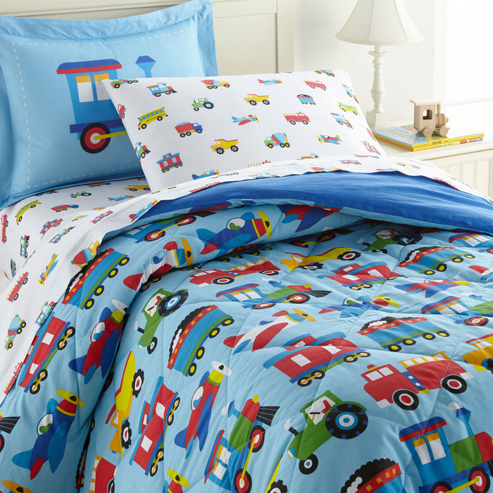 Trains, Planes & Trucks 100% Cotton Flannel Pillowcase