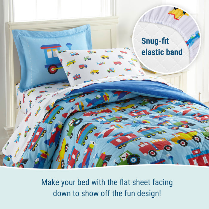 Trains Planes & Trucks 100% Cotton Flannel Sheet Set