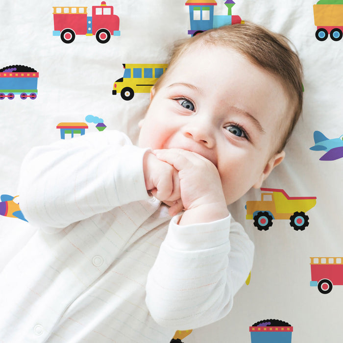 Trains, Planes & Trucks 100% Cotton Percale Fitted Crib Sheet