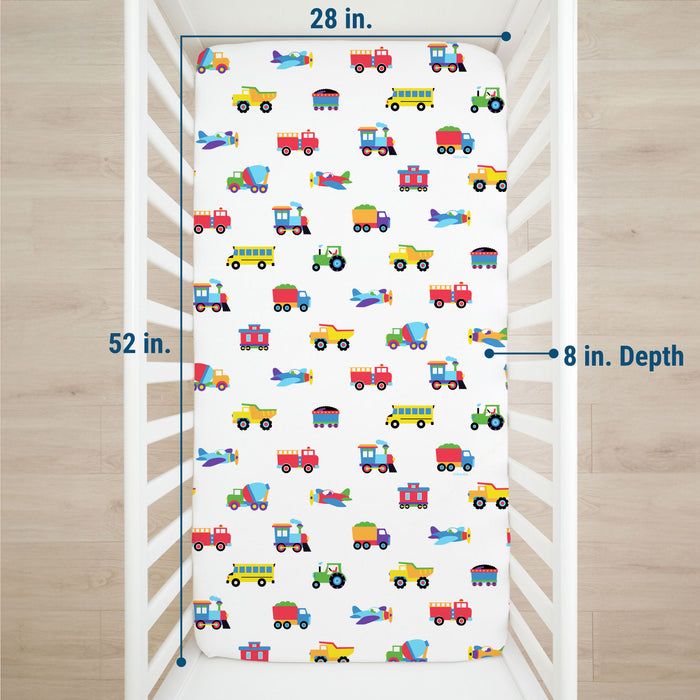 Trains, Planes & Trucks 100% Cotton Percale Fitted Crib Sheet