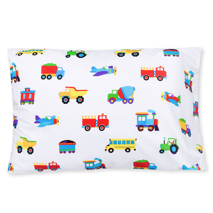 Trains, Planes & Trucks 100% Cotton Percale Pillowcase
