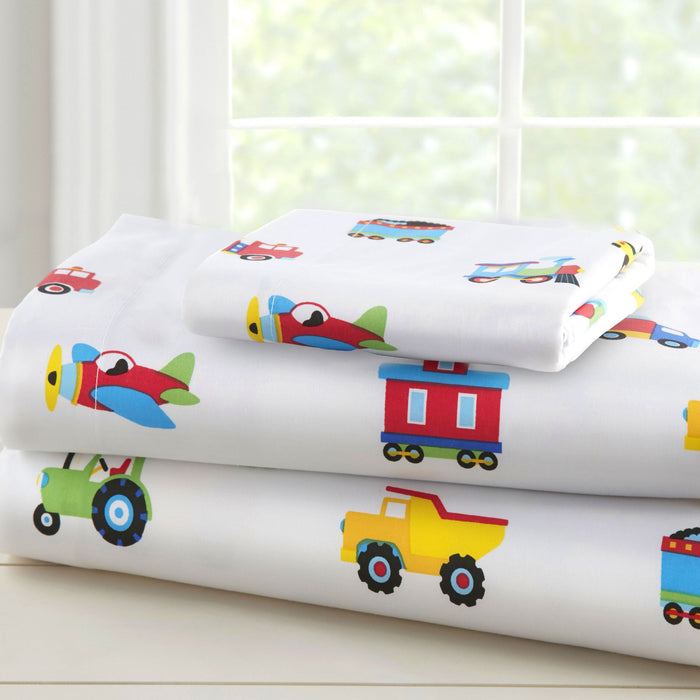 Trains, Planes & Trucks 100% Cotton Percale Sheet Set