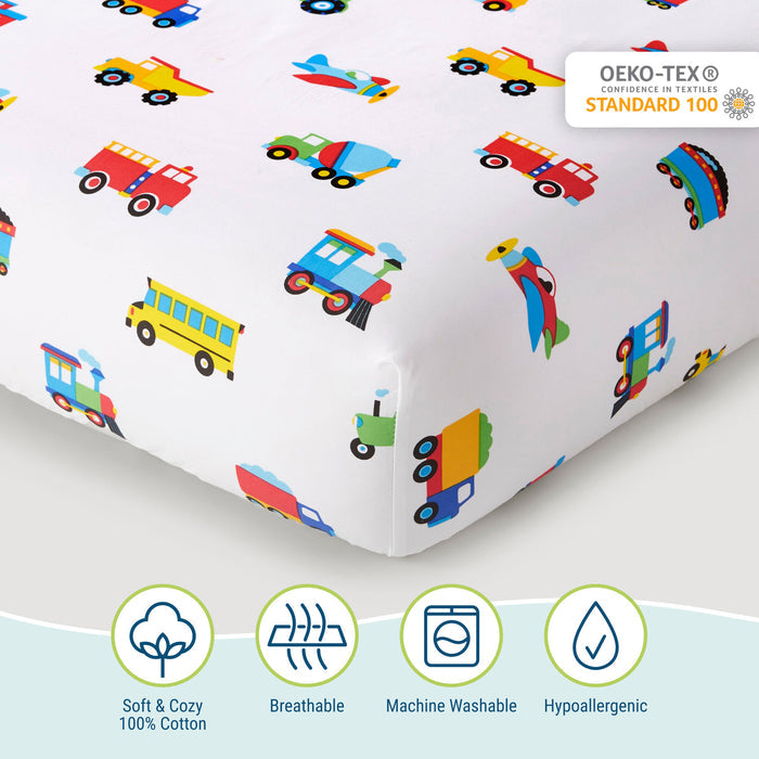 Trains, Planes & Trucks 100% Cotton Percale Sheet Set