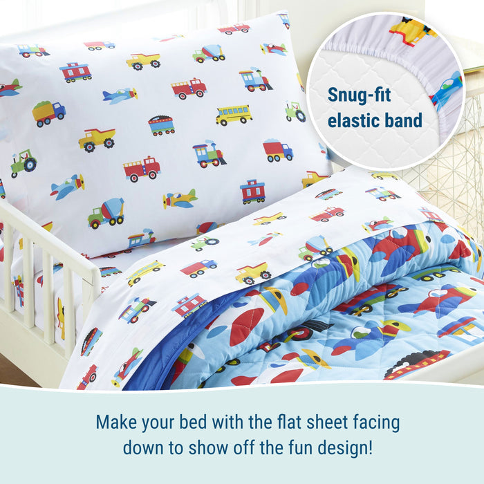Trains, Planes & Trucks 100% Cotton Percale Sheet Set