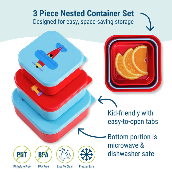 Trains, Planes & Trucks Nested Snack Containers