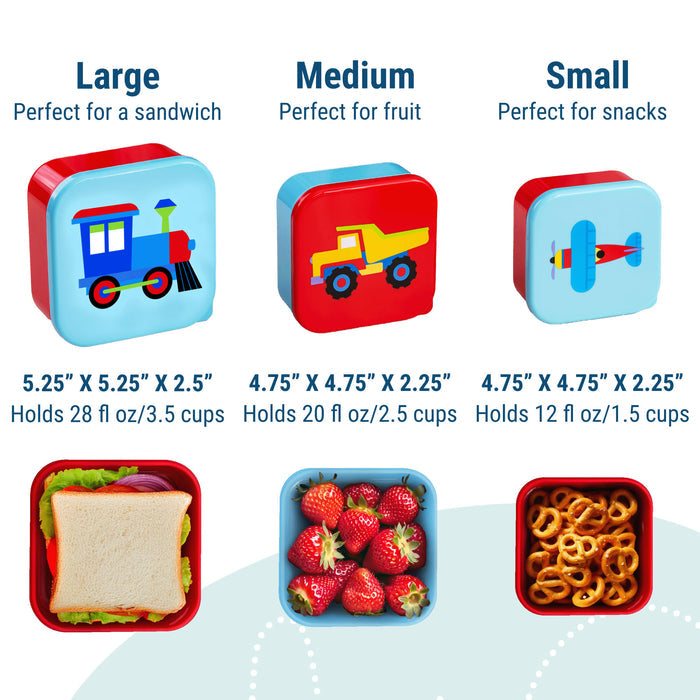 Trains, Planes & Trucks Nested Snack Containers