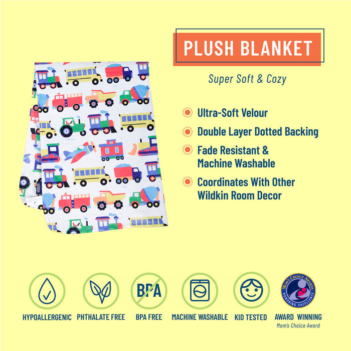 Trains, Planes & Trucks Velour Baby Blanket