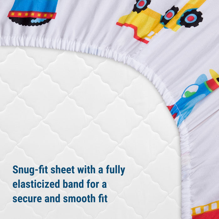 Transportation 100% Cotton Percale Fitted Crib Sheet