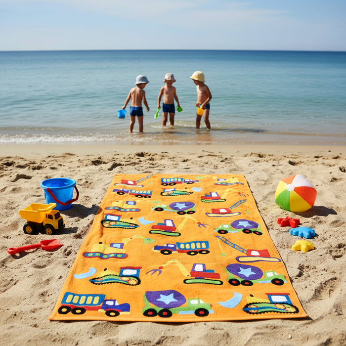 Under Construction 100% Cotton Beach Towel