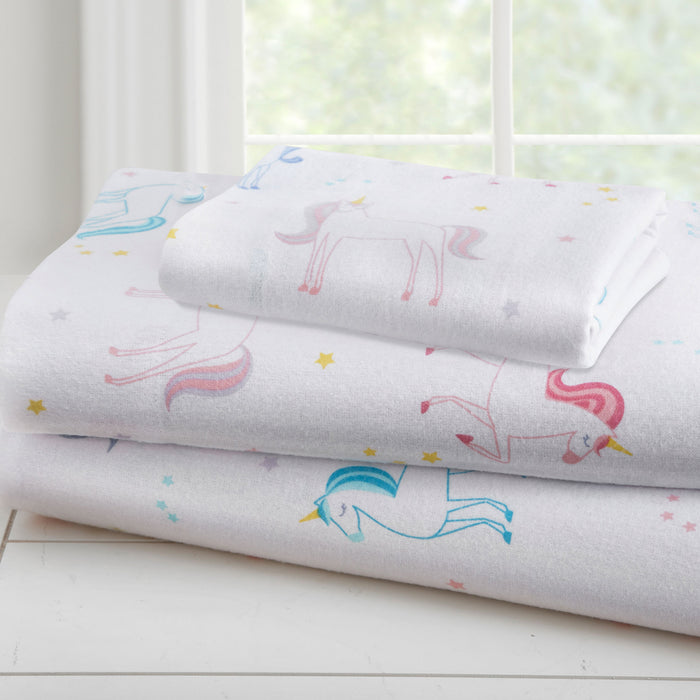 Unicorn 100% Cotton Flannel Sheet Set