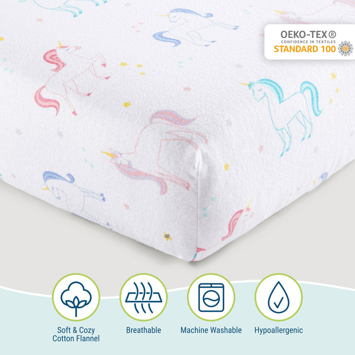 Unicorn 100% Cotton Flannel Sheet Set
