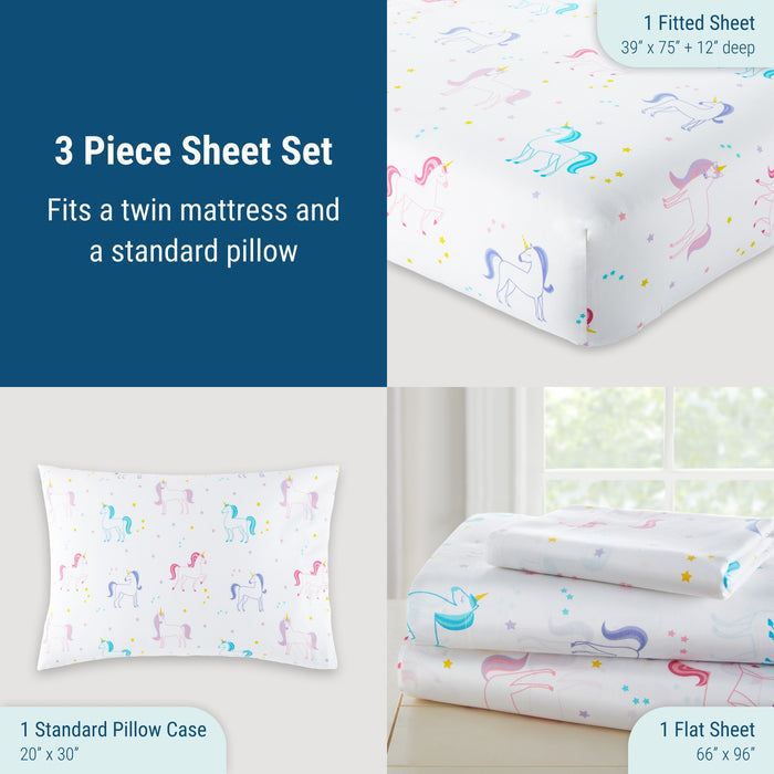 Unicorn 100% Cotton Percale Sheet Set