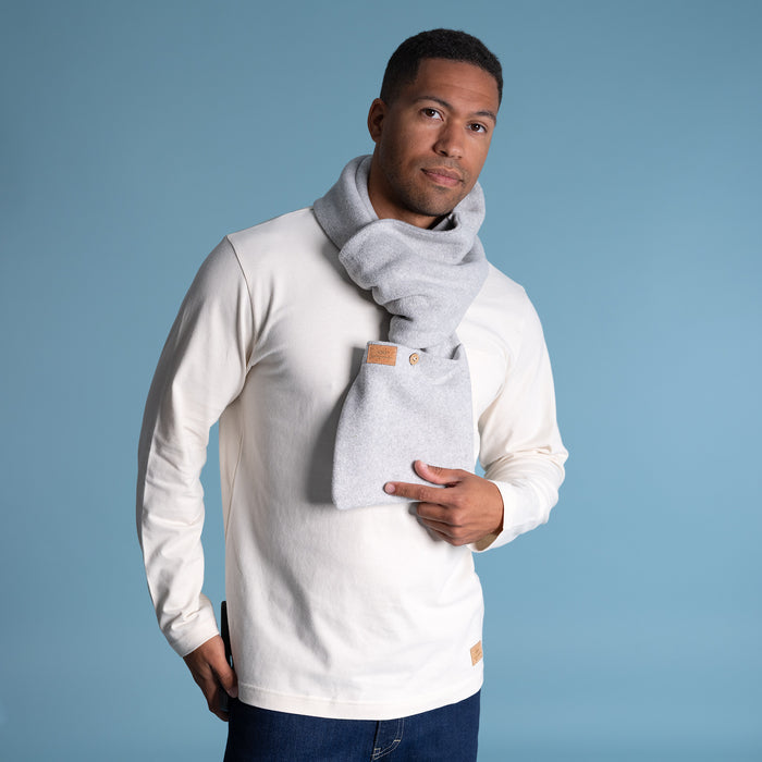 100% organic cotton fleece scarf with pocket