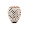 White Seed Pot with Clay Checkerboard Detail