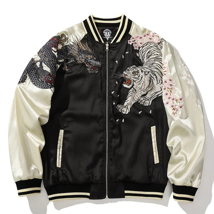 WHITE TIGER EMBROIDERED BOMBER JACKET Tiger-Universe