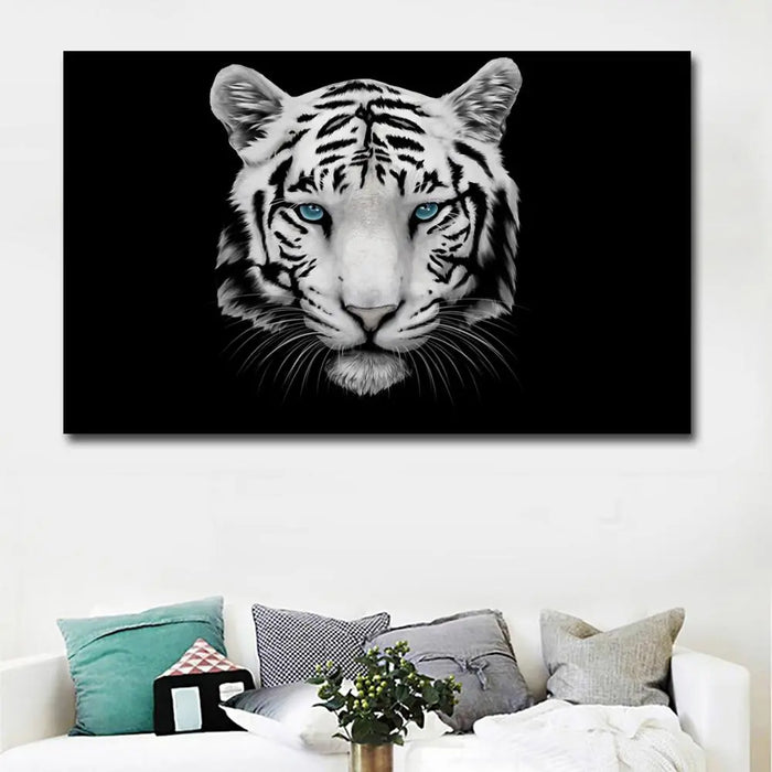 WHITE TIGER HEAD CANVA PAINTING Tiger-Universe