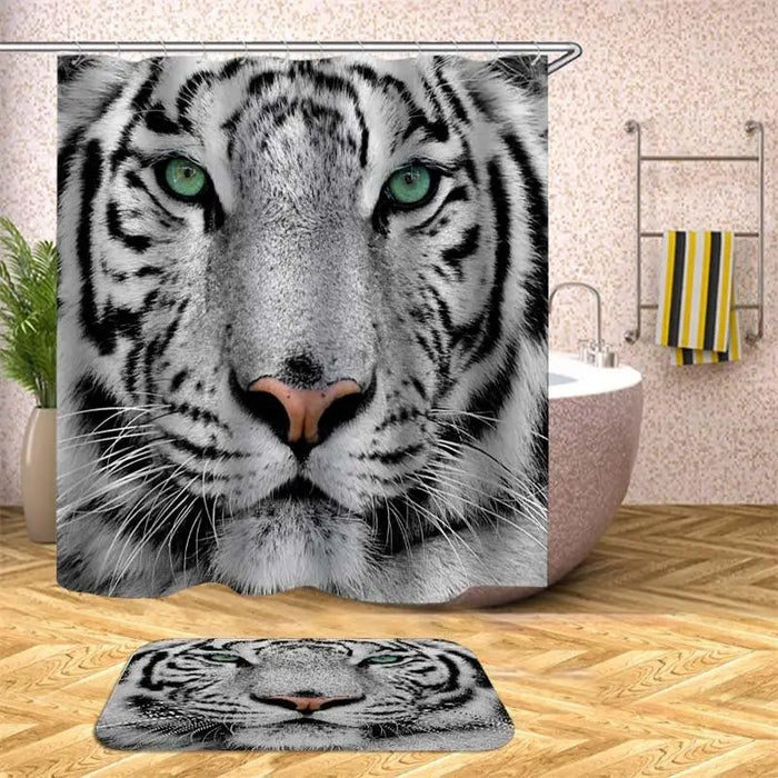 White Tiger Shower Curtain Tiger-Universe