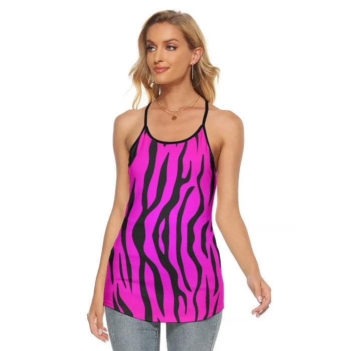 Women Pink Tiger Print Tank Top Tiger-Universe